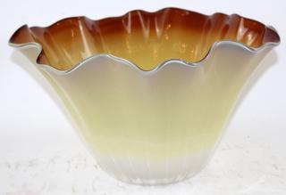 Appraisal: SIgned Ruffle edge art glass bowl Ruffle edge art glass