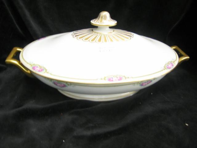 Appraisal: Thomas Bavarian Porcelain Covered Vegetable server oval Roseland pattern x