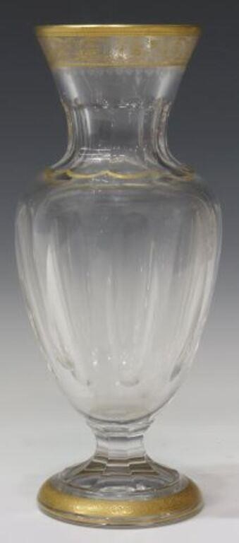 Appraisal: Saint Louis crystal Pompeii vase with gilt thistle band acid-etched