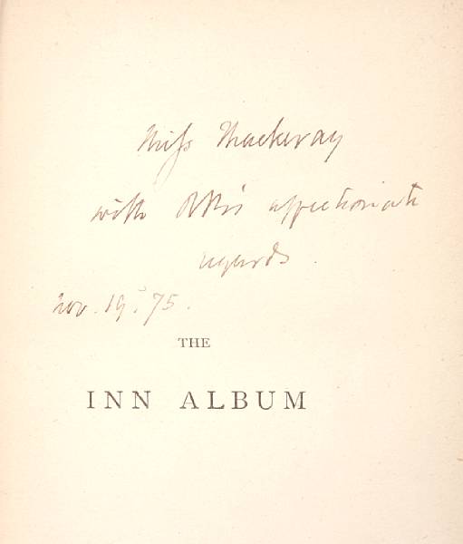 Appraisal: BROWNING ROBERT - BROWNING VOLUME INSCRIBED TO THACKERAY S DAUGHTER