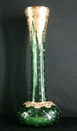 Appraisal: A Venetian green glass vase with gilt and enamel decoration