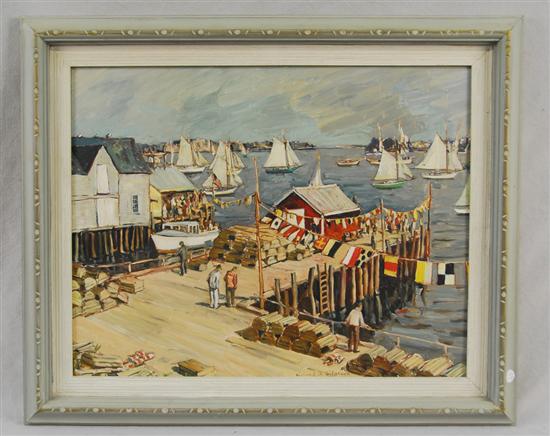 Appraisal: RICHARD STIGAFOOS American th century THE ACTIVE HARBOR oil on