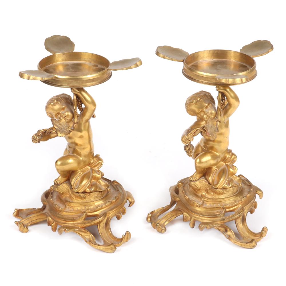 Appraisal: PAIR OF FRENCH ROCOCO REVIVAL GILT BRONZE DORE AND ORMOLU