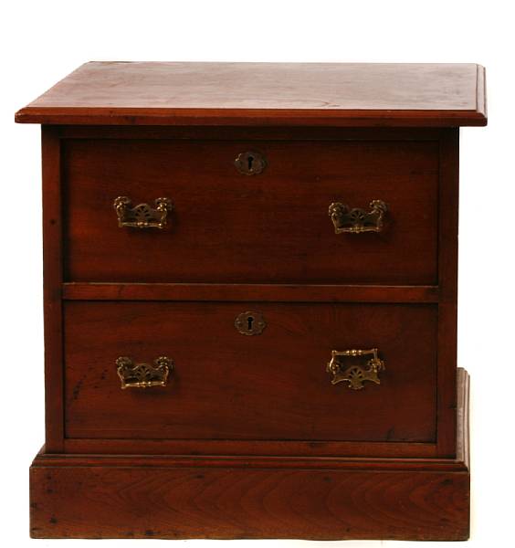 Appraisal: A miniature mahogany two drawer chest late th early th