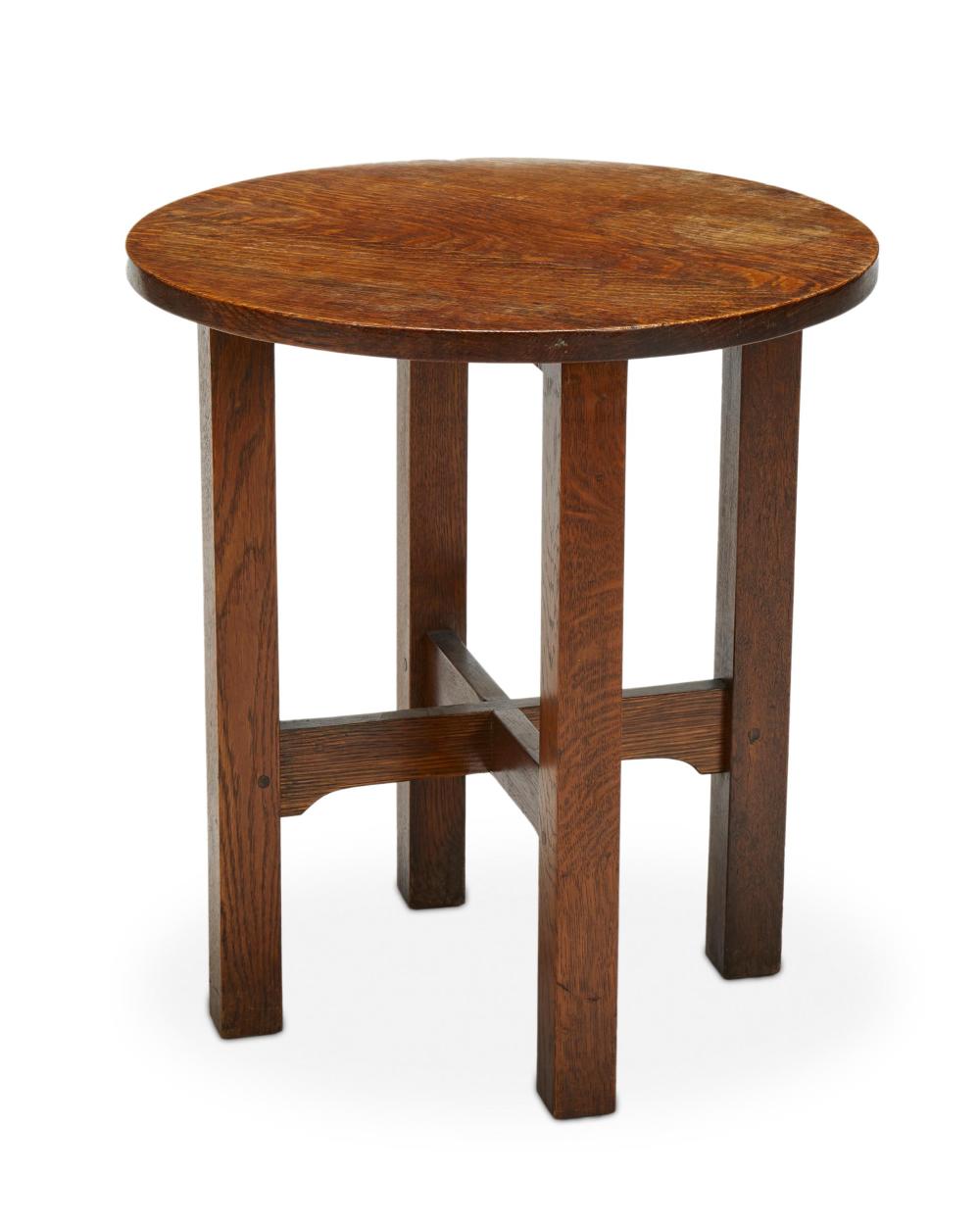 Appraisal: A Gustav Stickley oak tabouret side table no Circa -