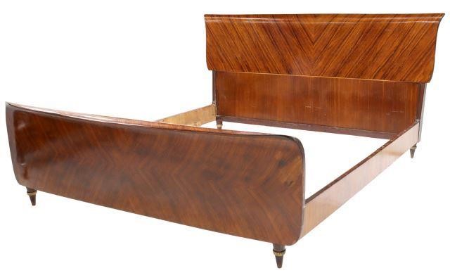 Appraisal: Italian mid-century modern rosewood bed c s shaped headboard and