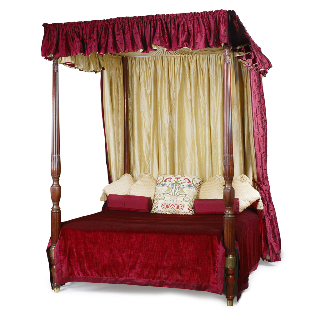 Appraisal: REGENCY MAHOGANY AND BRASS CAMPAIGN FOUR POSTER BED BY MORGAN