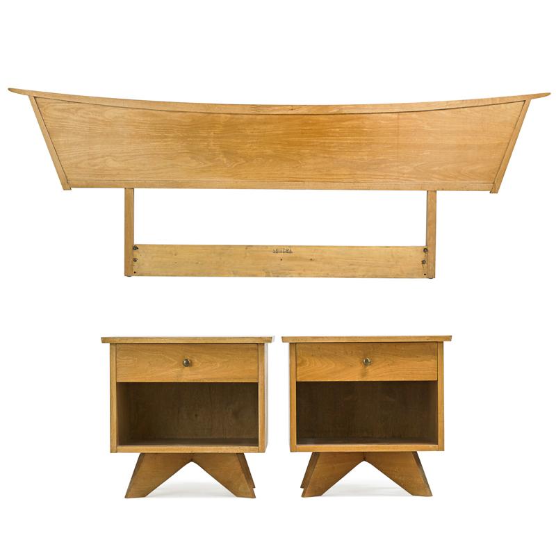 Appraisal: G NAKASHIMA WIDDICOMB Headboard and nightstands Condition Report Even dryness