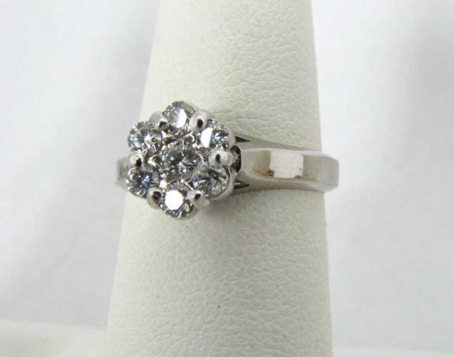 Appraisal: k white gold tw diamond cluster ring SRP- -