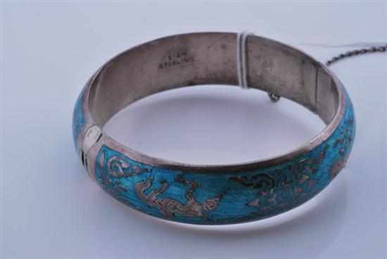 Appraisal: AN ENAMEL SIAM SILVER BANGLE