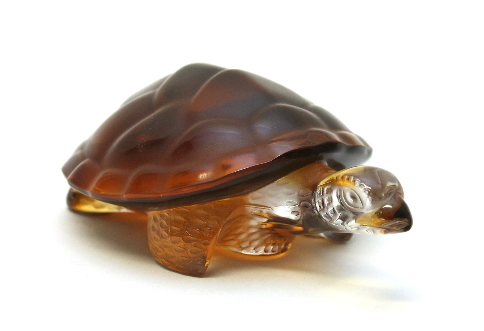 Appraisal: A modern Lalique amber and clear glass tortoise etched Lalique