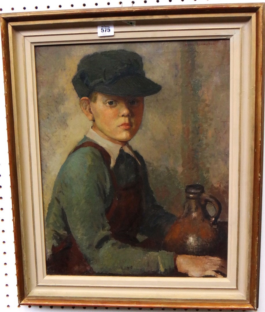 Appraisal: Mary Remington - Portrait of a boy oil on canvas