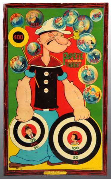 Appraisal: Tin Litho Popeye Bubble Target Description Made by the Durable