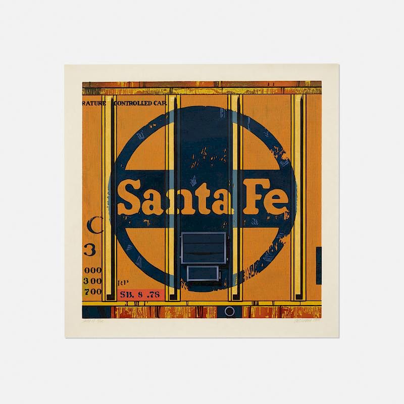 Appraisal: Robert Cottingham Santa Fe Robert Cottingham Santa Fe woodcut on