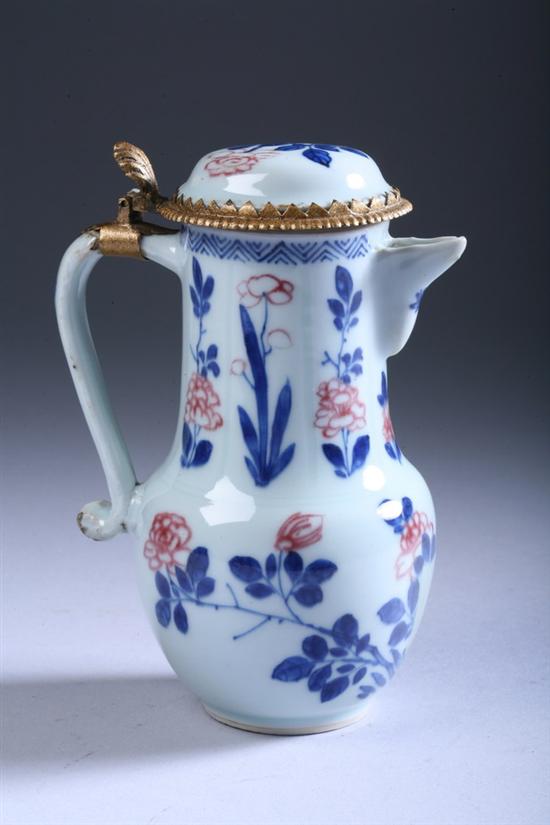 Appraisal: CHINESE BLUE AND WHITE AND COPPER RED PORCELAIN EWER th