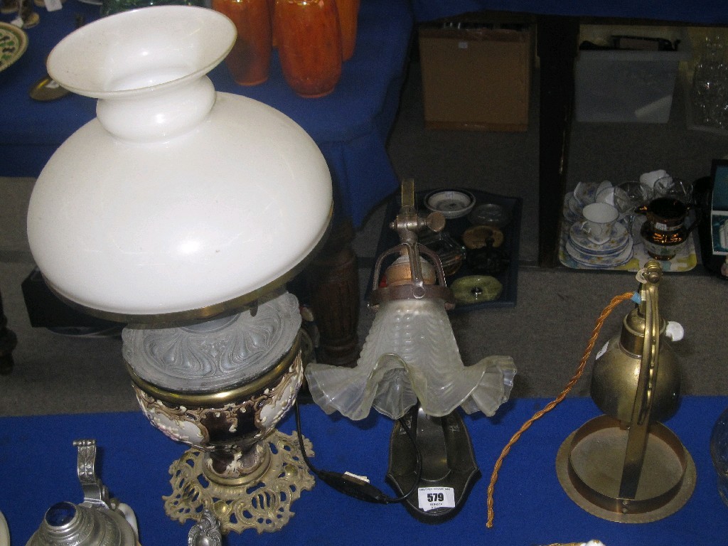 Appraisal: Lot comprising ship's lamp desk lamp and a paraffin lamp