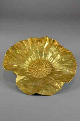 Appraisal: A Brass Lily Pad Serving BowlBrass serving bowl with raised