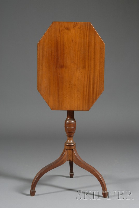 Appraisal: Federal Mahogany Tilt-Top Candlestand possibly Rhode Island c octagonal top