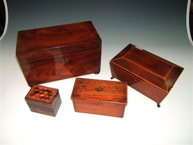 Appraisal: A small rosewood Tunbridgeware box with decorative parquetry inlay wide