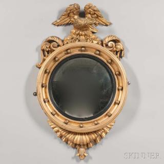 Appraisal: Classical Carved and Gilt-gesso Convex Mirror early th century losses