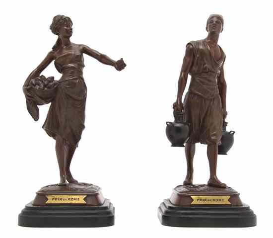 Appraisal: A Pair of French Patinated Bronze Sculptures Marcel Debut French