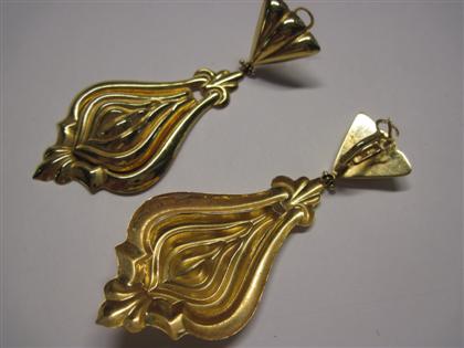 Appraisal: Pair of karat yellow gold drop earrings th century