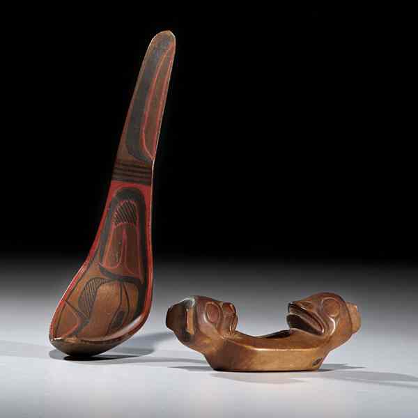 Appraisal: Northwest Coast Wooden Bowl and Ladle lot of includes a