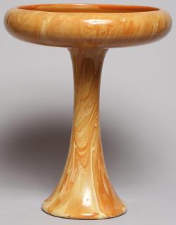 Appraisal: Weller Art Pottery Compote Having marbleized orange glaze impressed on