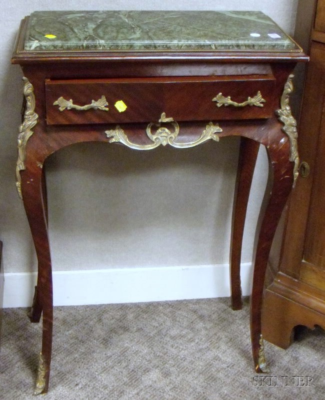 Appraisal: Louis XV Style Marble-top Brass-mounted Veneered One-Drawer Stand ht lg