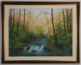 Appraisal: Carey Watson signed O c forest scene w Contemporary oil