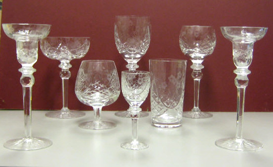 Appraisal: ROGASKA LEADED GLASS STEMWARE Jasmine pattern fifty-piece incomplete set in