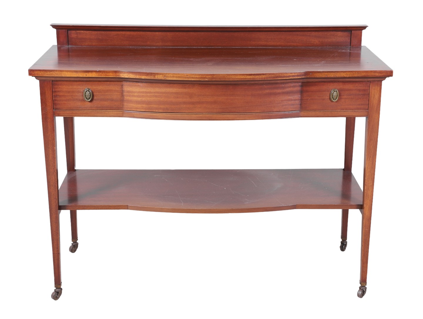 Appraisal: Hepplewhite style mahogany -tier buffet single drawer over lower shelf