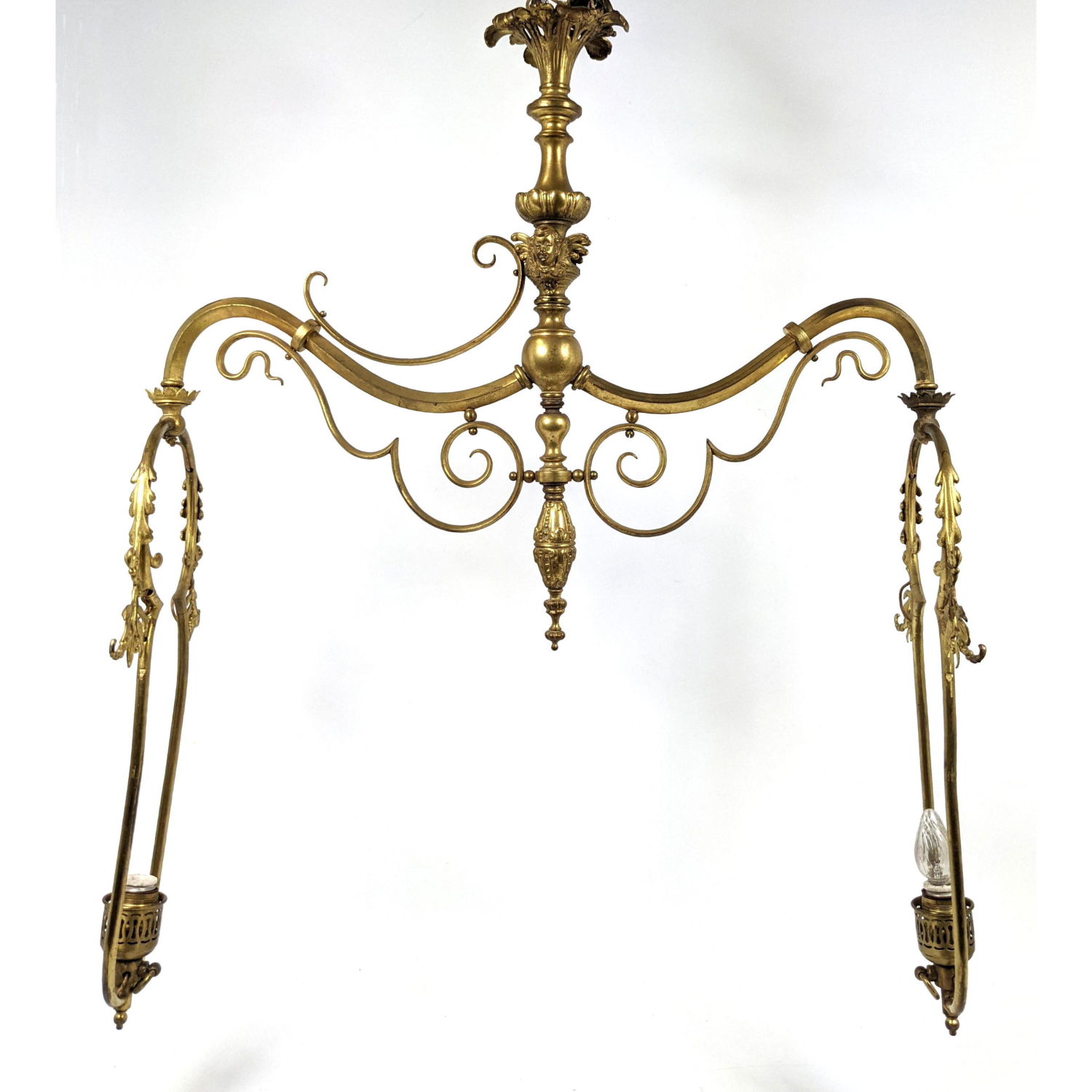 Appraisal: Vintage Bronze Double Arm Pendant Lamp Chandelier Dimensions H inches