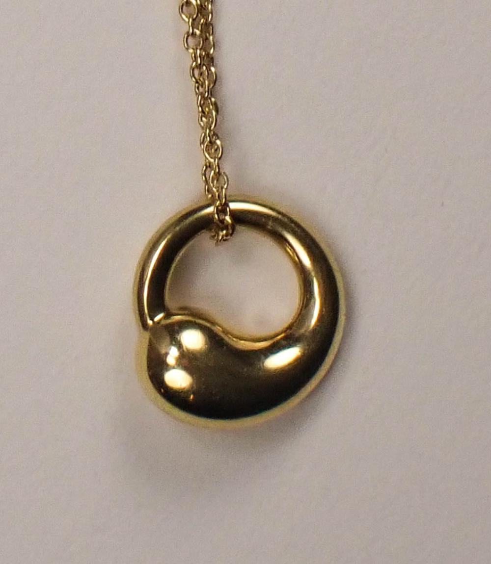 Appraisal: TIFFANY ELSA PERETTI GOLD 'ETERNAL CIRCLE' PENDANT NECKLACE K yellow