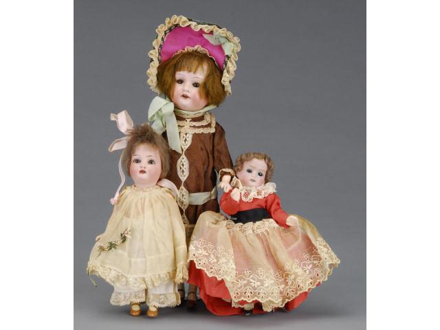 Appraisal: Lot Three Small Dolls Germany ca all have bisque socket