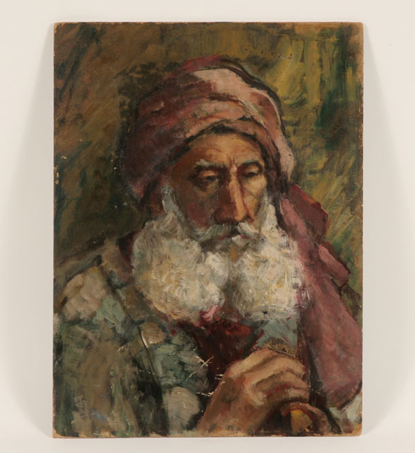 Appraisal: th century double-sided portrait of an elderly Middle Eastern gentleman