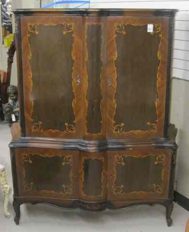 Appraisal: LOUIS XV STYLE INLAID CABINET-ON-CABINET Continental mid- th century Dimensions