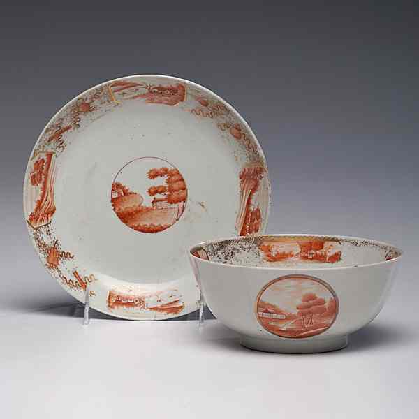 Appraisal: Chinese Export Bowl and Soup Plate Chinese export a porcelain