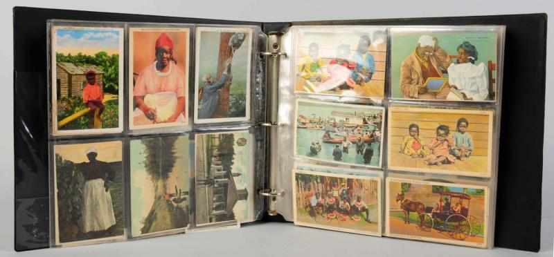 Appraisal: Album of Over Black Americana Postcards Many are rare and