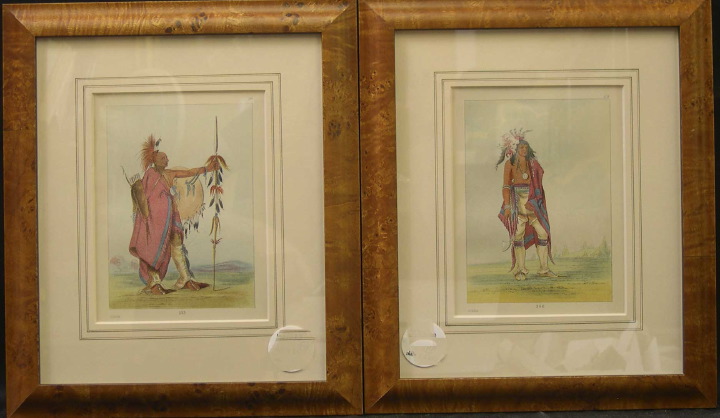 Appraisal: George Catlin American - Native Americans pair of bookplate chromolithographs