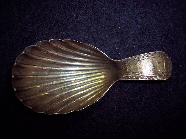 Appraisal: A George III caddy spoon with shell bowl and bright