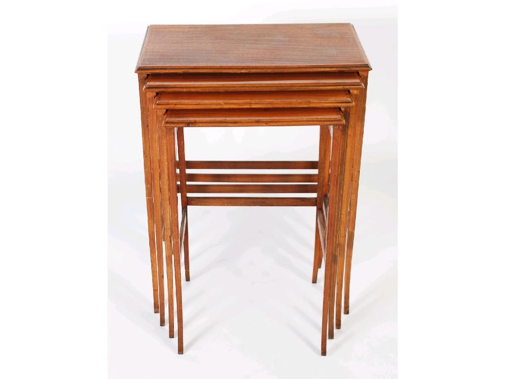 Appraisal: EDWARDIAN MAHOGANY NEST OF QUARTETTO TABLES boxwood strung and crossbanded