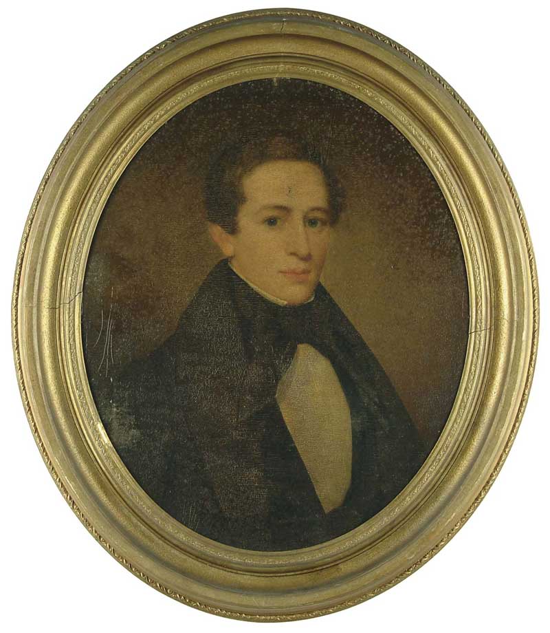 Appraisal: UNSIGNED American th Century PORTRAIT OF A GENTLEMAN Oval oil