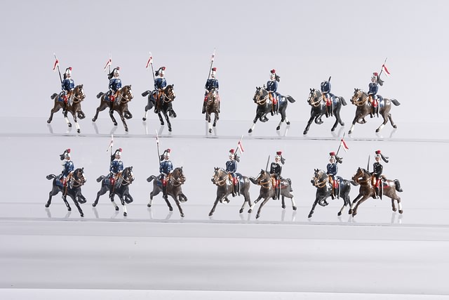 Appraisal: Lot of metal French Lancers mounted Painted gloss Estimated S