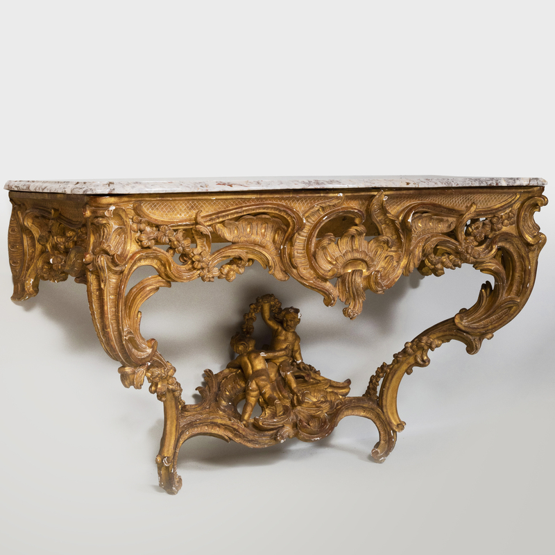 Appraisal: LARGE LOUIS XV GILTWOOD CONSOLE x ft in x in