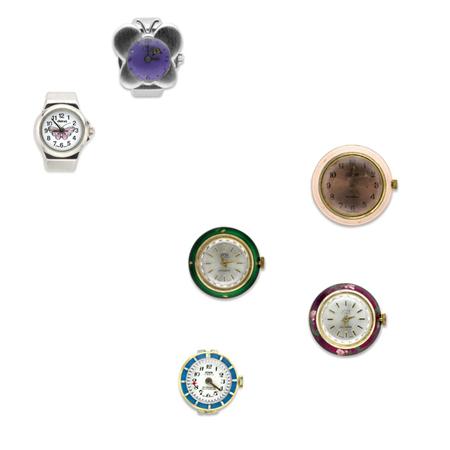 Appraisal: Group of Six Costume Watch Rings Estimate nbsp nbsp nbsp