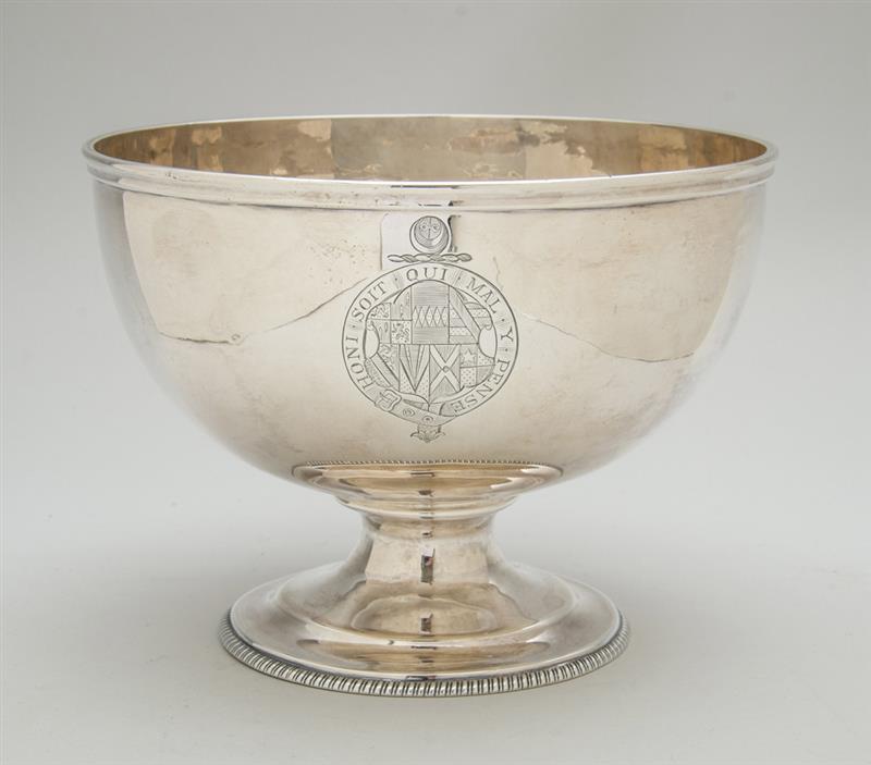 Appraisal: GEORGE III CRESTED SILVER STEMMED BOWL Maker's mark rubbed 'T'