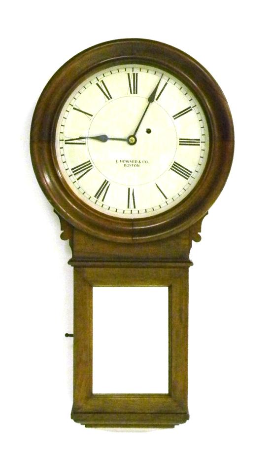 Appraisal: Wall clock by E Howard Co Boston walnut round moldings