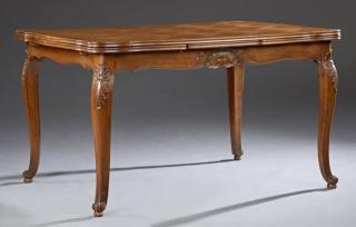 Appraisal: French Carved Oak Louis XV Style Draw Leaf Table th