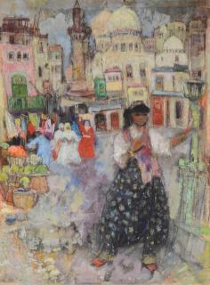 Appraisal: Leon Gaspard oil with mixed media on board x inches